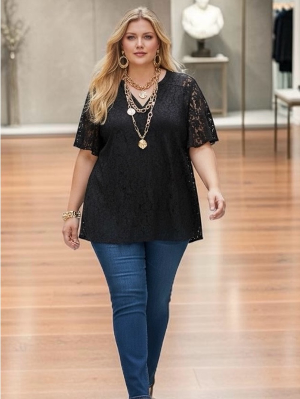 Torrid Black Lace Top, 3X